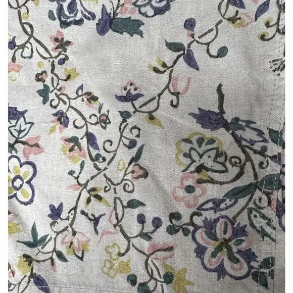 Vtg Esprit Linen White Floral Bermuda Shorts High Waist Boho Cottagecore Sz 9/10 - Picture 7 of 7